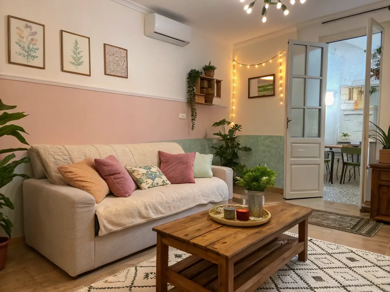 A cozy, well-furnished apartment interior, highlighting the rental services provided by Atika Works.